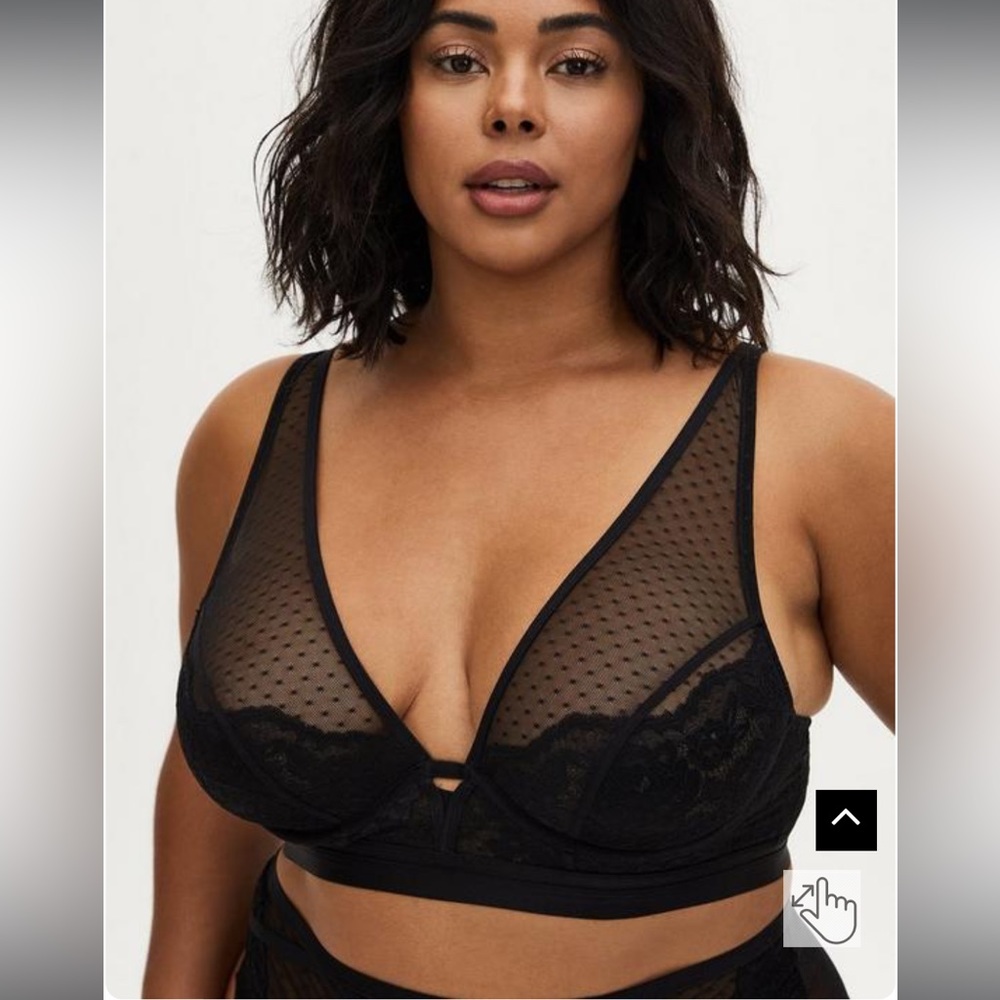 Torrid | Black Swiss Dot Mesh & Lace Unlined Bralette | 2X
